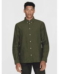 Knowledge Cotton - 1090005 Custom Fit Linen Shirt Burned Olive S - Lyst