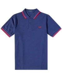 Fred Perry - Slim Fit Twin Tipped Polo French Navy / Magenta / Cherry Red - Lyst
