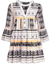 Devotion Kurzes Aztek Kleid Orange / Weiß - Mehrfarbig