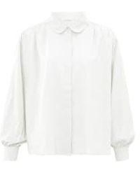 Yaya - Oversized Blouse With Long Puff Sleeves Collar - Lyst