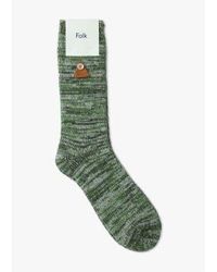 Folk - Mens Melange Sock In Olive Green - Lyst