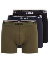 BOSS - Pack Of 3 Navy Black And Khaki Boxer Briefs S - Lyst