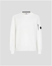 C.P. Company - C.p. firma diagonal erhöhte fleece crew neck sweatshirt gaze weiß - Lyst