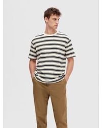SELECTED - Relax Solo Stripe Tee Sky Captain/egret - Lyst