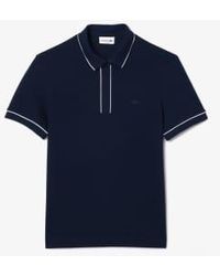 Lacoste - Smart Paris Pole In Stretch Cotton With Contrast Ribe M - Lyst
