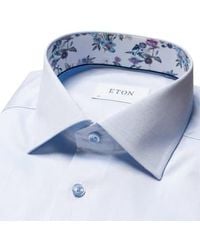 Eton - Sky Contemporary Fit Signature Twill Shirt Floral Contrast Details 10001168321 - Lyst