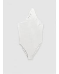 Calvin Klein - One-shoulder-badeanzug damen in klassischem weiß - Lyst