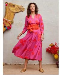 Nimo With Love - Azurite Dress Flower Embroidery On Pink Size Large - Lyst