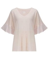 120% Lino - 120 Jersey Linen Frill Sleeve Top In Rose Soft Fade - Lyst