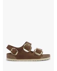 Birkenstock - Milano Big Buckle Natural Oiled Leather Sandals 36 - Lyst