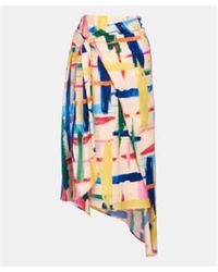 Essentiel Antwerp - Falda midi rayas con estampado multicolor - Lyst