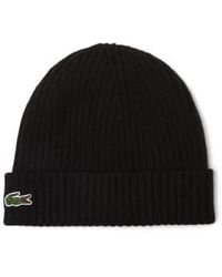 Lacoste - Rb0001 Knitted Beanie Black One Size - Lyst