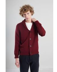 L'Exception Paris - Cardigan à col châle en laine mérinos rouge boraux - Lyst