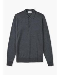 John Smedley - S Knitted Belper Long Sleeve Polo Shirt - Lyst