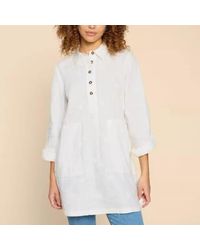 White Stuff - Evelyn Embroidered Linen Tunic Natural Uk 8 / Us 4 - Lyst