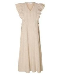SELECTED - Striped Ankle Linen Dress - Lyst