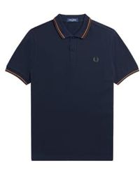 Fred Perry - Polo Slim Fit Twin Tipped Bleu Marine / Noyer / Vert - Lyst