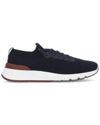 Brunello Cucinelli - Knitted Lace-up Sneakers 42 - Lyst