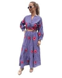 Nimo With Love - Robe crossandra à rayures violet avec s coquelicots rouges - Lyst