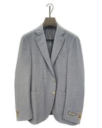 Canali - Sky Houndstooth Linen And Wool Kei 2 Button Jacket 13275-cf05070.401 48 - Lyst