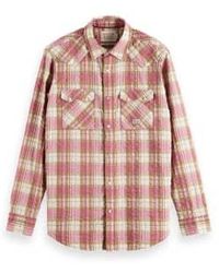 Scotch & Soda - Taupe Regular Fit Checked Western Shirt M - Lyst