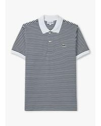 Lacoste - Mens Striped Cotton Polo Shirt In White - Lyst