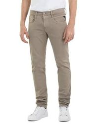 Replay - Hyperflex X-lite Anbass Colour Edition Slim Fit Jeans Sand 30/30 - Lyst