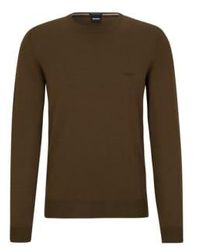 BOSS - Boss Botto L Open Logo Embroidered Sweater In Responsible Wool 50476364 361 - Lyst