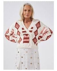 Hayley Menzies - Nomad Knitted Crop Cardigan Col: Off /pink, Size: M - Lyst