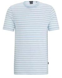 BOSS - Tiburt 457 Light Pastel Cotton And Linen Striped T-shirt 50513401 450 M - Lyst