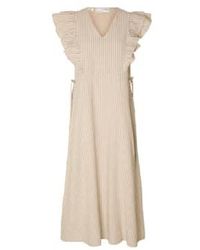 SELECTED - Hillie Striped Linen Dress Snow /humus 34 - Lyst