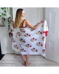 Powell Craft - Block Printed Floral Maroon Cotton Sarong Cotton - Lyst