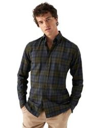 Eton - Navy Slim Fit Checked Flanell Shirt 10001157529 - Lyst