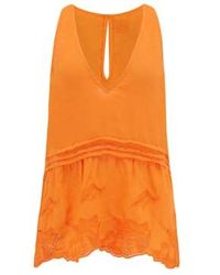 120% Lino - Sleeveless Top With Embroidery In Darin 16 - Lyst