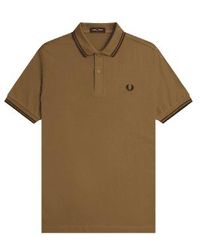 Fred Perry - Slim Fit Twin Tipped Polo Shaded Stone, Burnt Tobacco & S - Lyst