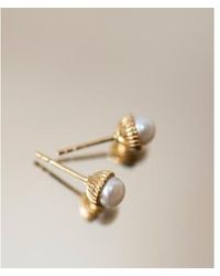 Zoe & Morgan - Boucles d'oreilles perles d'or - Lyst