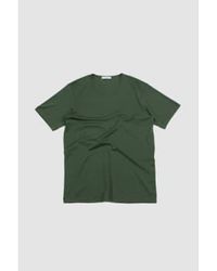 Lemaire - Geripptes t-shirt mit u-ausschnitt in rauchgrün - Lyst