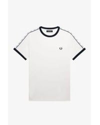 Fred Perry - Taped ringer t-shirt m4620 snow - Lyst