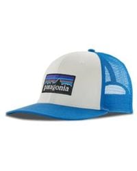 Patagonia - Cappello p-6 logo weiß/gefäß blau - Lyst