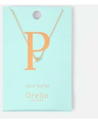 Orelia - /silver Plated Initial Necklace P Brass - Lyst
