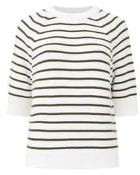 French Connection - Lily Mozart Stripe Short Jumper Or Olive Night - Lyst