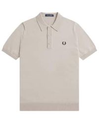 Fred Perry - Classic Knitted Short Sleeved Shirt Oatmeal - Lyst