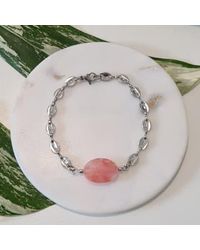 Golden Ivy - Gia Steel Bracelet Pink - Lyst