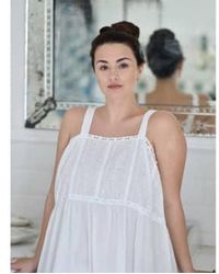 Powell Craft - Damen weiße bestehende nachthemd mit bestickter büste 'chloe' - Lyst