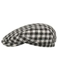 Stetson - And White Harris Tweed Twotone Check Flat Cap Large - Lyst