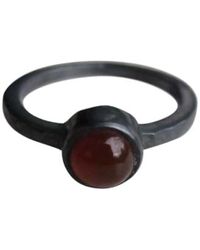 silver jewellery - Black Ring With Carnelian 6 / - Lyst