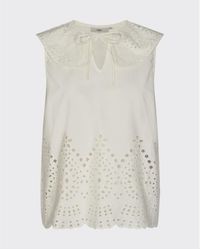 Minimum Pena Broderie Anglaise Blouse Top White