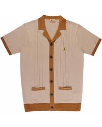 Gabicci - Arlo Button-thru Knitted Polo Shirt Granola Xl - Lyst