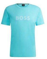 BOSS - Camiseta corte estándar en cottonjersey en turquesa/aguamarina 50503276 442 - Lyst