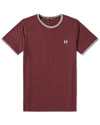 Fred Perry - Twin Tipped T Shirt Oxblood - Lyst